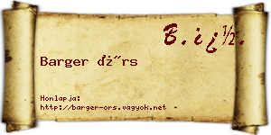 Barger Örs névjegykártya